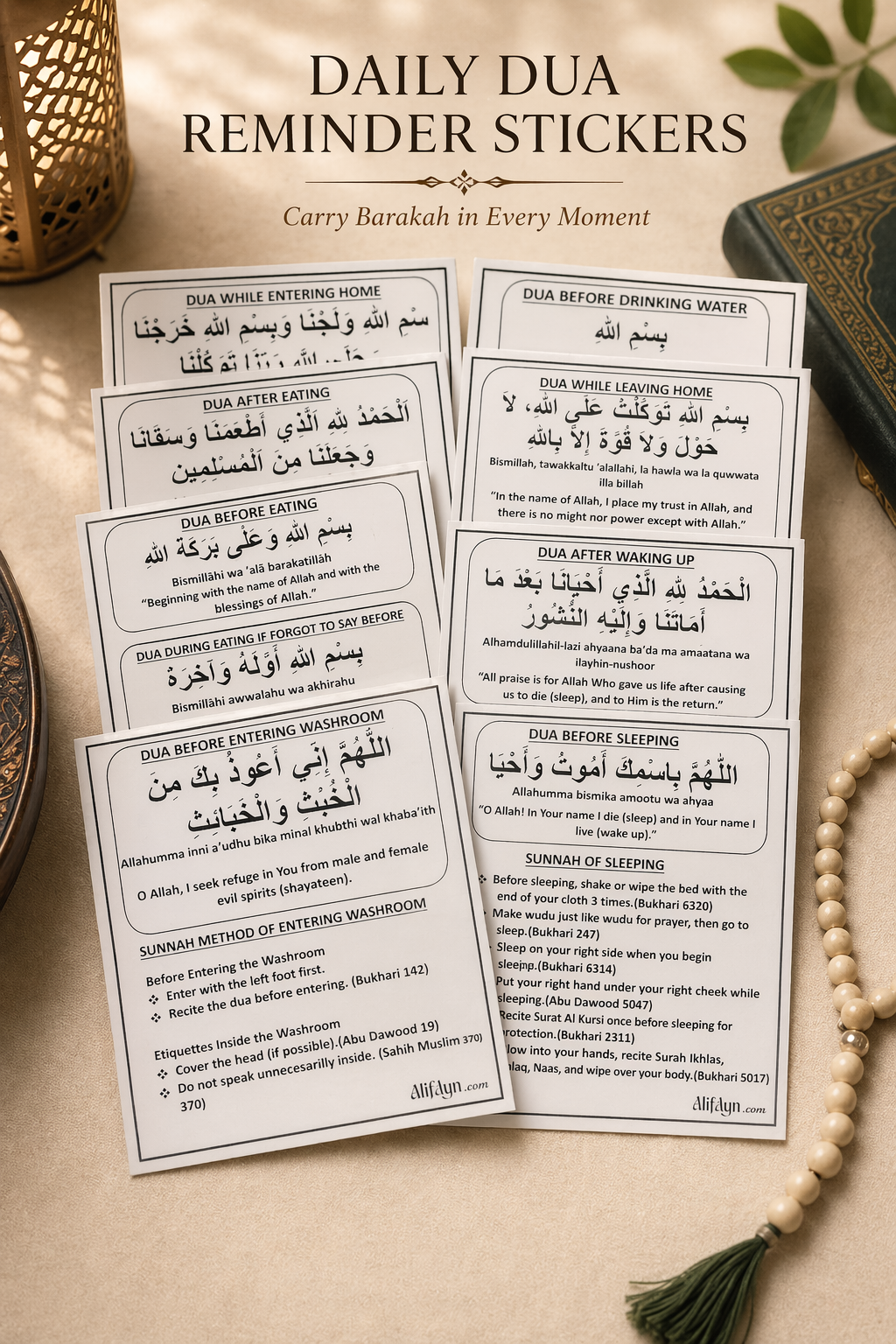 “Sunnah Method & Dua Stickers(English) – Learn & Follow Daily Sunnah Easily”