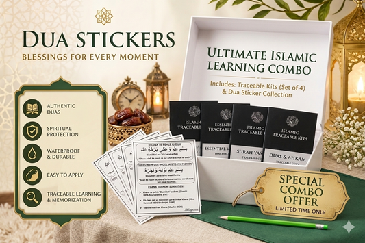 Sunnah Method & Dua Stickers(Roman Urdu) + Traceable Kit Combo (4books + pencil + eraser) (Copy)